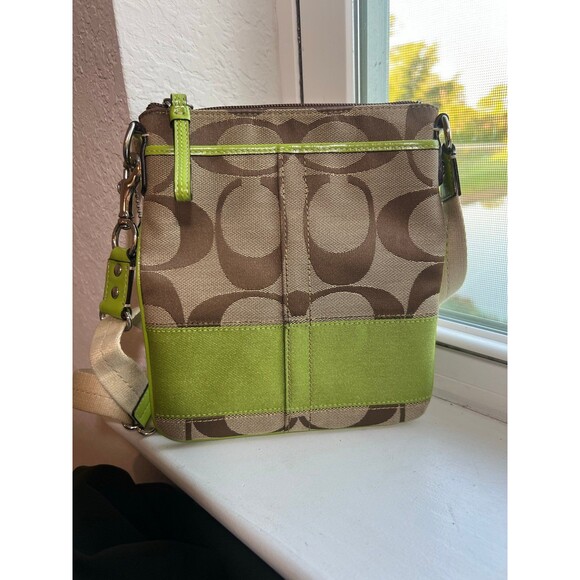 Coach Handbags - Coach Signature C Crossbody Bag in Brown, Tan & Chartreuse | Excellent Condition